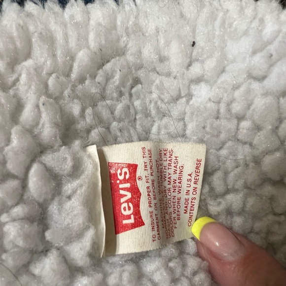 Levi’s MENS MEDIUM blue denim jacket wool/sherpa lining Made 🇺🇸 warm jean button - Picture 6 of 13